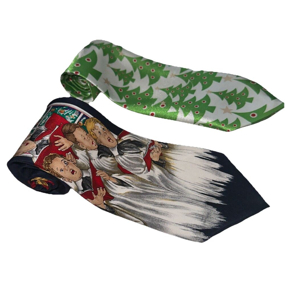 2-The Saturday Evening Post 100%  Silk Necktie Christmas Choir & A Musical Tie